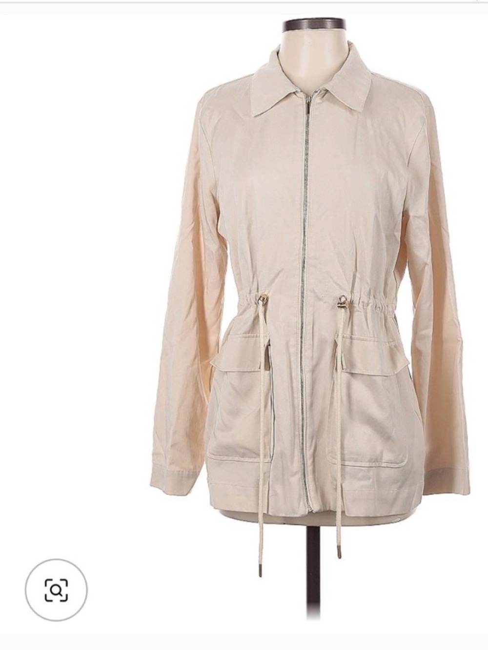 Beige Drawstring Utility Jacket - Women